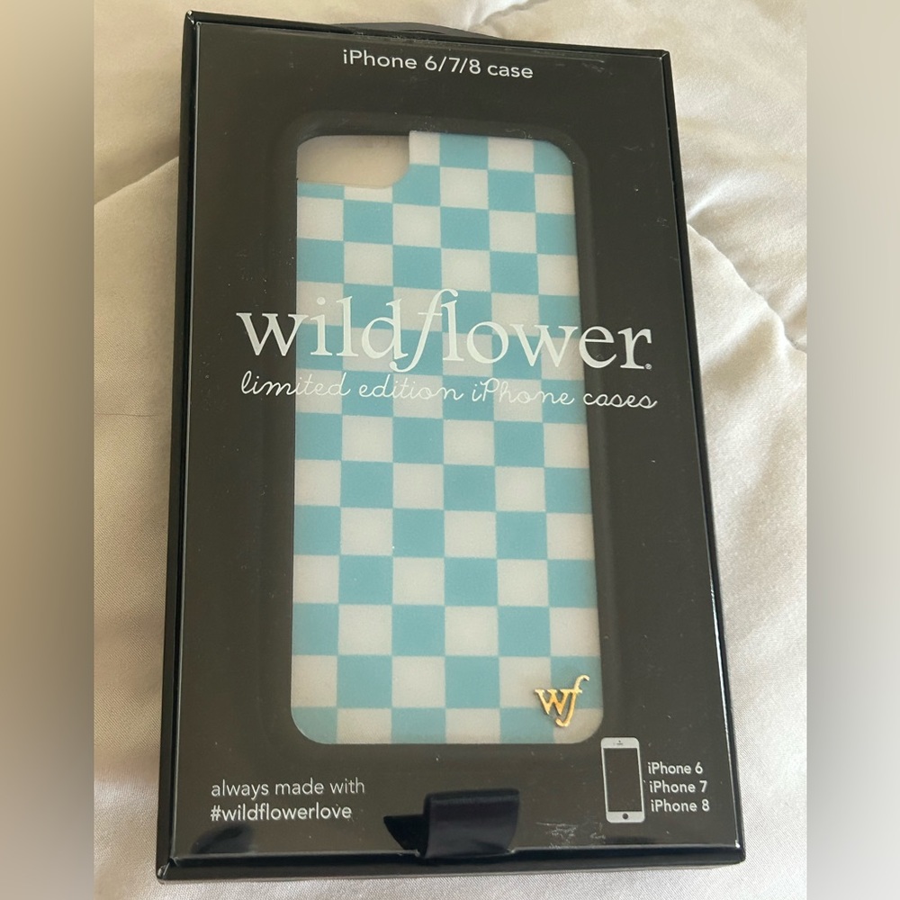 Wildflower iPhone 6/7/8/SE case in Blue checkers